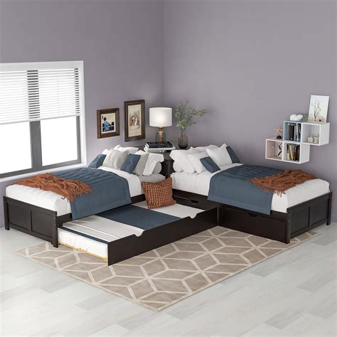 l shaped twin beds with trundle